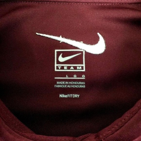 Nike Team iHoops First Logo Burgandy Short Sleeve Fit Dry Polo Shirt Mens Large - Picture 6 of 12